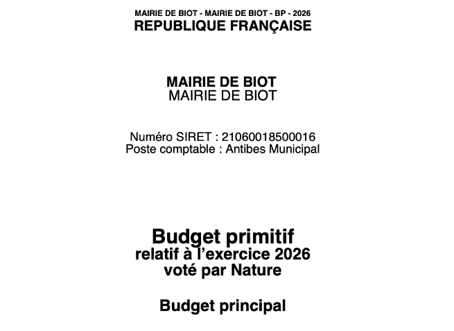 Budget prévisionnel (primitif) 2026